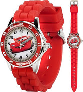 Kids' Time-Teaching Watch – Lightning McQueen Design with Red Silicone Strap, Easy-to-Read Dial, and Adjustable Fit