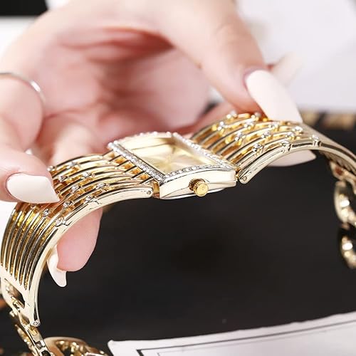 Fashion Cuff Bracelet Watches for Women Luxury Rectangular Dial Analog Quartz Wrist Watch Gifts for Ladies