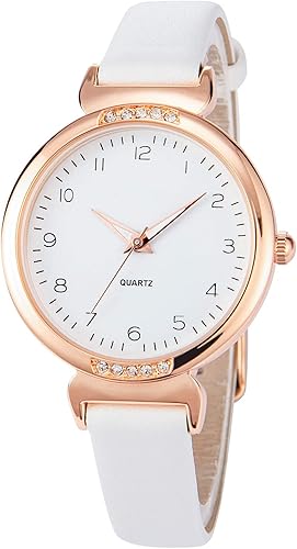 Women's Silicone Sports Watch - Crystal Accented Leather Strap Analog Display