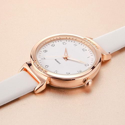 Women's Silicone Sports Watch - Crystal Accented Leather Strap Analog Display