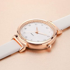 Women's Silicone Sports Watch - Crystal Accented Leather Strap Analog Display