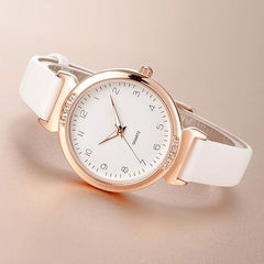Women's Silicone Sports Watch - Crystal Accented Leather Strap Analog Display