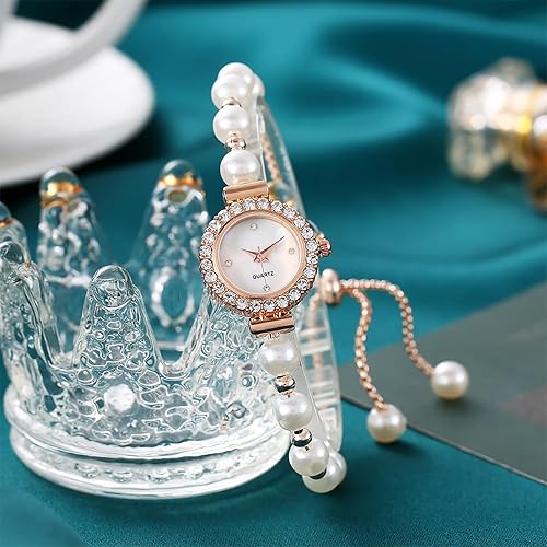 Women's Fashion Simple Floral Bracelet Watch Diamond Quartz Light Luxury Watch