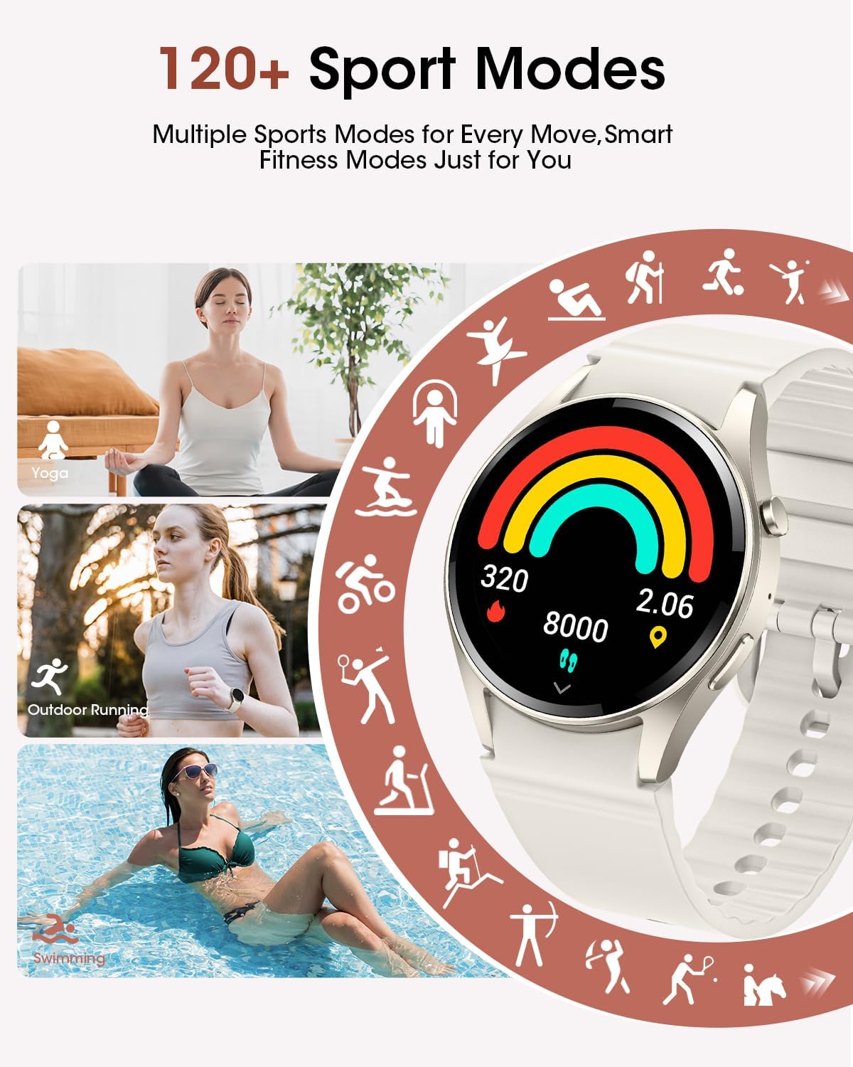 Smart Watches for Women/Men (Make/Answer Calls), Fitness Smart Watch with Heart Rate/SpO2/Sleep Monitor, Pedometer Tracker