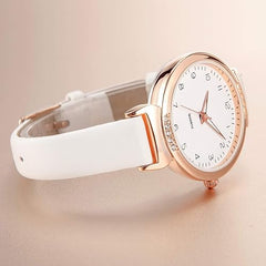 Women's Silicone Sports Watch - Crystal Accented Leather Strap Analog Display